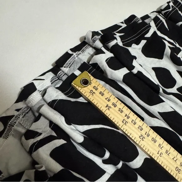 V Cristina Black White Cow Print Long‎ Modest Stretch Maxi Skirt Size Large - Picture 4 of 5